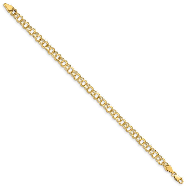 14k 5mm Solid Double Link 7 inch Charm Bracelet 14k 5mm Solid Double Link 7 inch Charm Bracelet