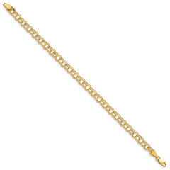 14k 5mm Solid Double Link 7 inch Charm Bracelet 14k 5mm Solid Double Link 7 inch Charm Bracelet