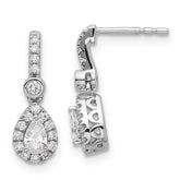 14k White Gold 5/8 carat Lab Grown Diamond VS+ F+ Complete Pear Dangle Post Earrings