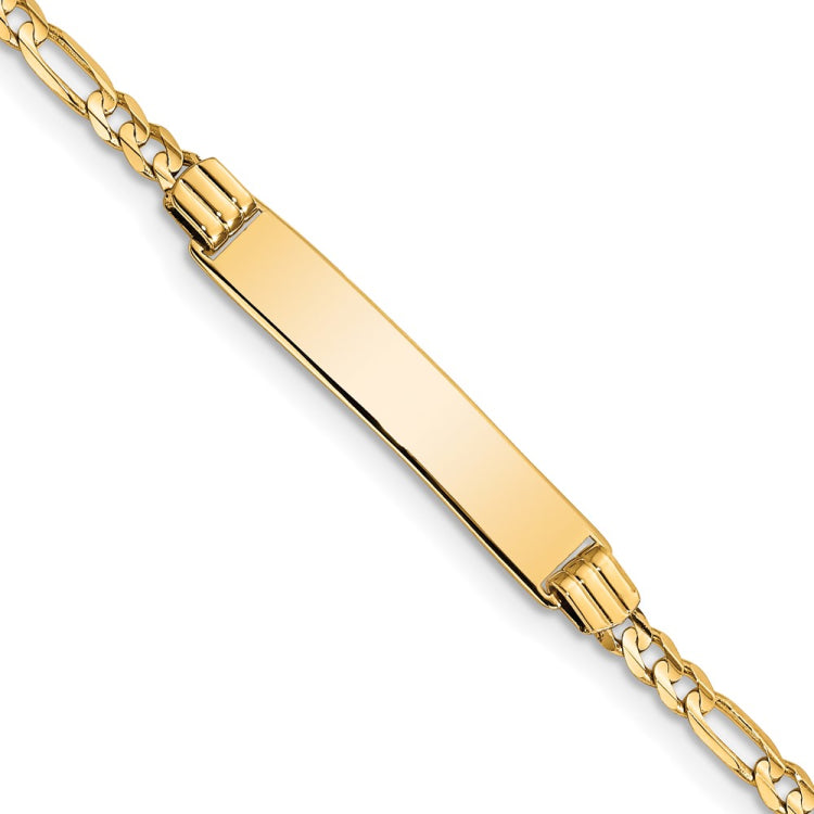 14k Polished Solid Chain/Solid Plate Figaro Link 26x5mm Plate 6 inch Baby/Child ID Bracelet 14k Polished Solid Chain/Solid Plate Figaro Link 26x5mm Plate 6 inch Baby/Child ID Bracelet