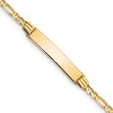 14k Polished Solid Chain/Solid Plate Figaro Link 26x5mm Plate 6 inch Baby/Child ID Bracelet