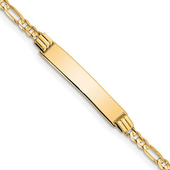 14k Polished Solid Chain/Solid Plate Figaro Link 26x5mm Plate 6 inch Baby/Child ID Bracelet 14k Polished Solid Chain/Solid Plate Figaro Link 26x5mm Plate 6 inch Baby/Child ID Bracelet