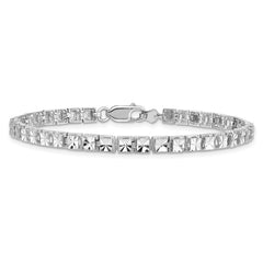 14K White Gold Polished 4mm Diamond-Cut Squares 7.25 inch Bracelet 14K White Gold Polished 4mm Diamond-Cut Squares 7.25 inch Bracelet