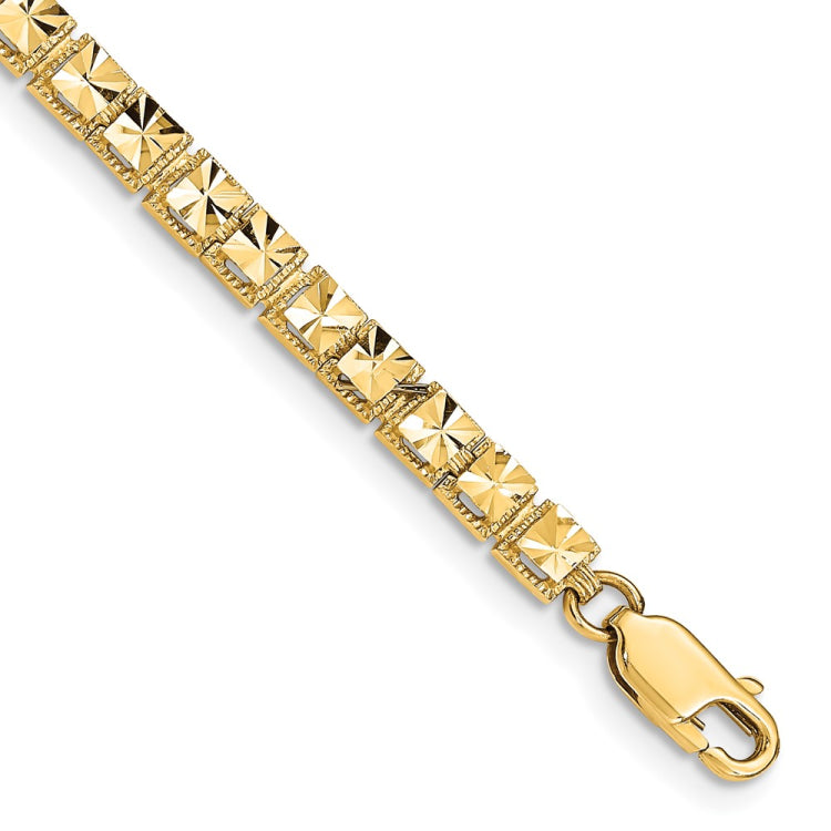 14K Polished 4mm Diamond-Cut Squares 7.25 inch Bracelet 14K Polished 4mm Diamond-Cut Squares 7.25 inch Bracelet