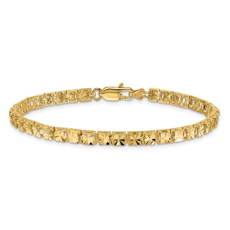 14K Polished 4mm Diamond-Cut Squares 7.25 inch Bracelet 14K Polished 4mm Diamond-Cut Squares 7.25 inch Bracelet