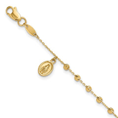 14K Polished and Diamond-cut Miraculous Medal and Cross 7.5 inch Rosary Bracelet 14K Polished and Diamond-cut Miraculous Medal and Cross 7.5 inch Rosary Bracelet