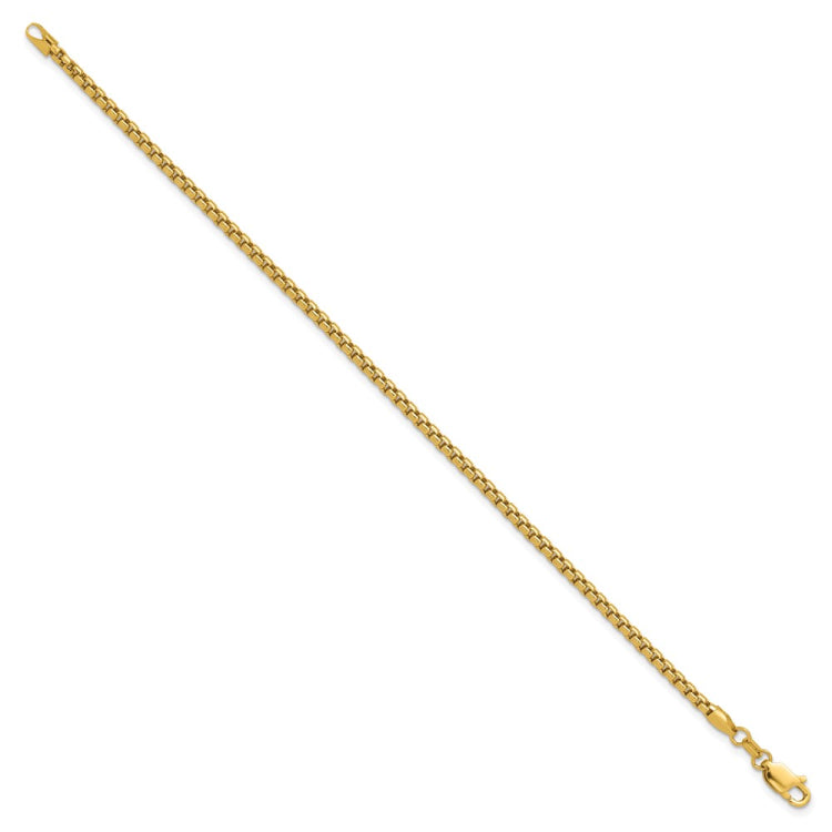 14K 8 inch 2.45mm Semi-Solid Round Box with Lobster Clasp Bracelet 14K 8 inch 2.45mm Semi-Solid Round Box with Lobster Clasp Bracelet