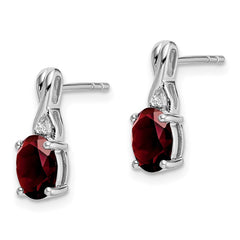14k White Gold 7x5mm Oval Garnet and Diamond Post Earrings 14k White Gold 7x5mm Oval Garnet and Diamond Post Earrings