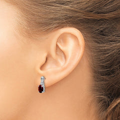 14k White Gold 7x5mm Oval Garnet and Diamond Post Earrings 14k White Gold 7x5mm Oval Garnet and Diamond Post Earrings