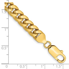 14K 9 inch 7.3mm Semi-Solid Miami Cuban with Lobster Clasp Chain 14K 9 inch 7.3mm Semi-Solid Miami Cuban with Lobster Clasp Chain
