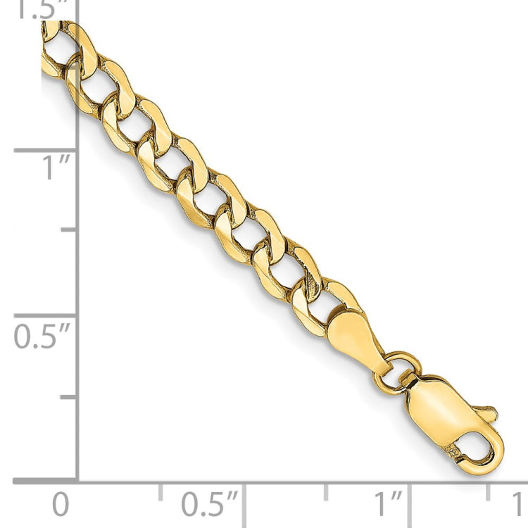 14K 8 inch 4.3mm Semi-Solid Curb with Lobster Clasp Bracelet 14K 8 inch 4.3mm Semi-Solid Curb with Lobster Clasp Bracelet