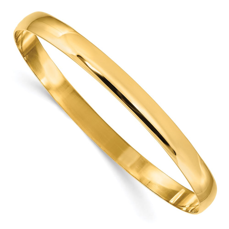 14k 6mm Solid Polished Half-Round Slip-On Round Bangle Bracelet 14k 6mm Solid Polished Half-Round Slip-On Round Bangle Bracelet