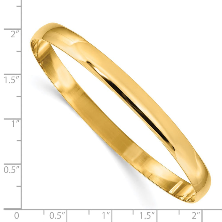 14k 6mm Solid Polished Half-Round Slip-On Round Bangle Bracelet 14k 6mm Solid Polished Half-Round Slip-On Round Bangle Bracelet