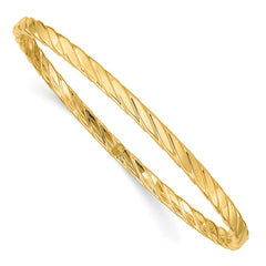 14K Polished Textured Twist 4.00mm Slip-on Round Bangle Bracelet 14K Polished Textured Twist 4.00mm Slip-on Round Bangle Bracelet