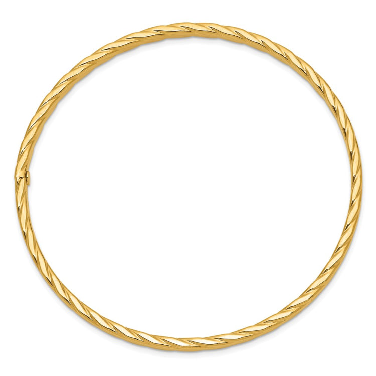 14K Polished Textured Twist 4.00mm Slip-on Round Bangle Bracelet 14K Polished Textured Twist 4.00mm Slip-on Round Bangle Bracelet