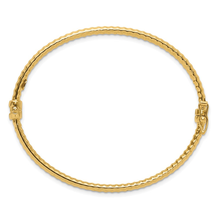 14K Polished and Textured 3.00mm Hinged Oval Bangle Bracelet 14K Polished and Textured 3.00mm Hinged Oval Bangle Bracelet
