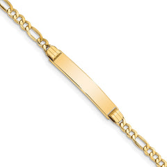 14k Polished Semi-Solid Chain/Solid Plate Figaro Link 25.5x5mm Plate 7 inch ID Bracelet 14k Polished Semi-Solid Chain/Solid Plate Figaro Link 25.5x5mm Plate 7 inch ID Bracelet