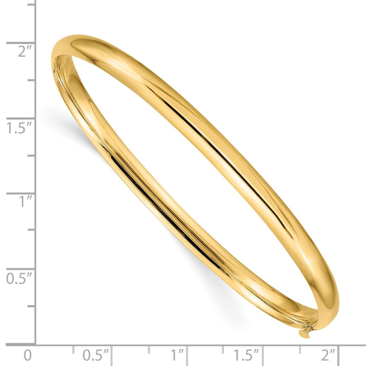 14k 3/16 Oversize High Polished 5.00mm Hinged Oval Bangle Bracelet 14k 3/16 Oversize High Polished 5.00mm Hinged Oval Bangle Bracelet