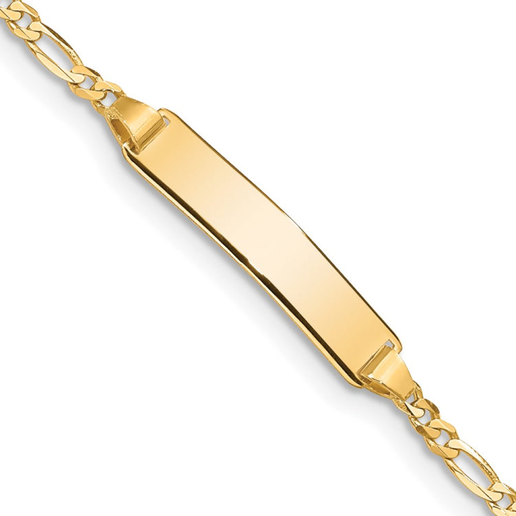 14k Polished Solid Chain/Solid Plate Figaro Link 19x4mm Plate 5.5 inch Baby/Child ID Bracelet 14k Polished Solid Chain/Solid Plate Figaro Link 19x4mm Plate 5.5 inch Baby/Child ID Bracelet