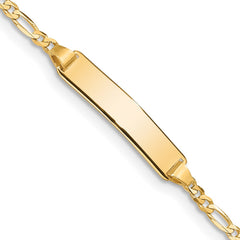 14k Polished Solid Chain/Solid Plate Figaro Link 19x4mm Plate 5.5 inch Baby/Child ID Bracelet 14k Polished Solid Chain/Solid Plate Figaro Link 19x4mm Plate 5.5 inch Baby/Child ID Bracelet