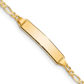 14k Polished Solid Chain/Solid Plate Figaro Link 19x4mm Plate 6 inch Baby/Child ID Bracelet