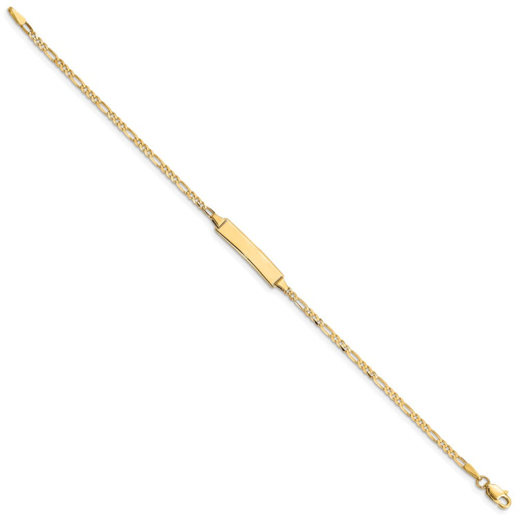 14k Polished Solid Chain/Solid Plate Figaro Link 19x4mm Plate 6 inch Baby/Child ID Bracelet 14k Polished Solid Chain/Solid Plate Figaro Link 19x4mm Plate 6 inch Baby/Child ID Bracelet