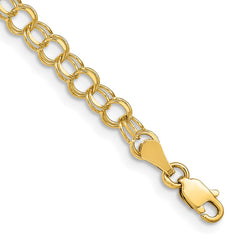 14k 4mm Solid Double Link 7 inch Charm Bracelet 14k 4mm Solid Double Link 7 inch Charm Bracelet