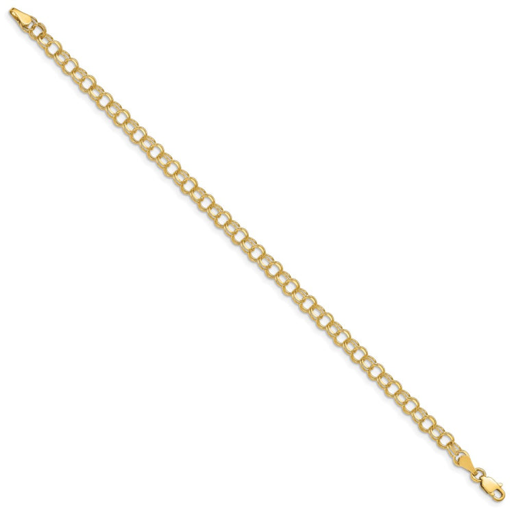14k 4mm Solid Double Link 7 inch Charm Bracelet 14k 4mm Solid Double Link 7 inch Charm Bracelet