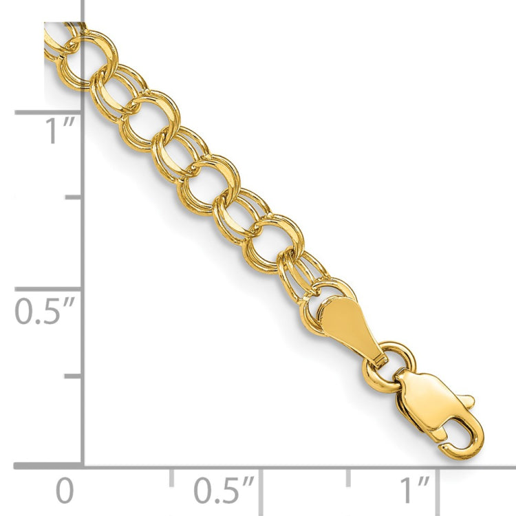 14k 4mm Solid Double Link 7 inch Charm Bracelet 14k 4mm Solid Double Link 7 inch Charm Bracelet
