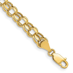 14k 6mm Hollow Diamond-cut Double Link 7 inch Charm Bracelet 14k 6mm Hollow Diamond-cut Double Link 7 inch Charm Bracelet