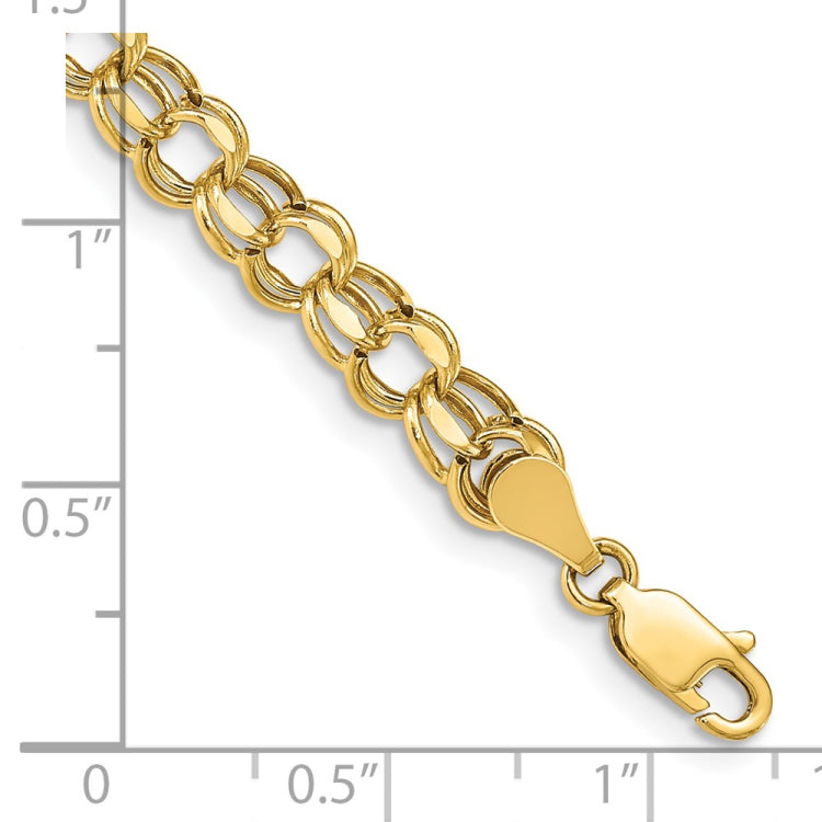 14k 6mm Hollow Diamond-cut Double Link 7 inch Charm Bracelet 14k 6mm Hollow Diamond-cut Double Link 7 inch Charm Bracelet