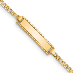 14k Polished Solid Chain/Solid Plate Curb Link 18.5x5mm Plate 6 inch Baby/Child ID Bracelet 14k Polished Solid Chain/Solid Plate Curb Link 18.5x5mm Plate 6 inch Baby/Child ID Bracelet