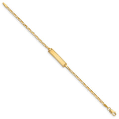14k Polished Solid Chain/Solid Plate Curb Link 18.5x5mm Plate 6 inch Baby/Child ID Bracelet 14k Polished Solid Chain/Solid Plate Curb Link 18.5x5mm Plate 6 inch Baby/Child ID Bracelet