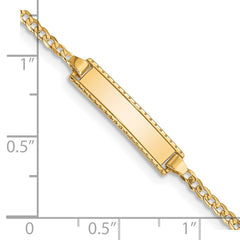 14k Polished Solid Chain/Solid Plate Curb Link 18.5x5mm Plate 6 inch Baby/Child ID Bracelet 14k Polished Solid Chain/Solid Plate Curb Link 18.5x5mm Plate 6 inch Baby/Child ID Bracelet