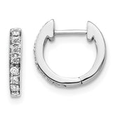 14k White Gold 1/6 carat Diamond Hinged Hoop Earrings