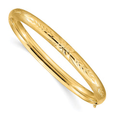 14k 4/16 Florentine Engraved 6.00mm Hinged Round Bangle Bracelet 14k 4/16 Florentine Engraved 6.00mm Hinged Round Bangle Bracelet