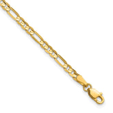 14K 8 inch 3mm Concave Open Figaro with Lobster Clasp Bracelet