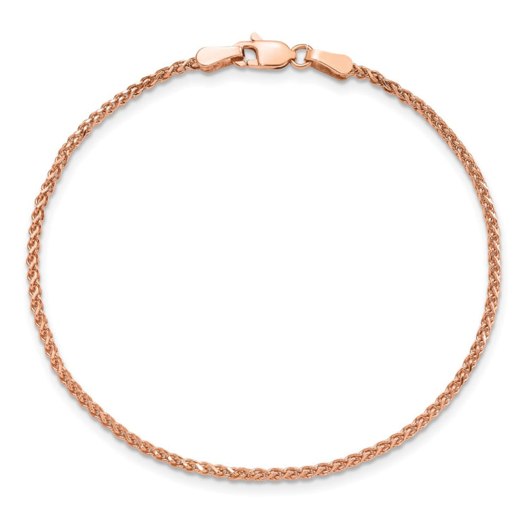 14K Rose Gold 7 inch 1.7mm Diamond-cut Spiga with Lobster Clasp Bracelet 14K Rose Gold 7 inch 1.7mm Diamond-cut Spiga with Lobster Clasp Bracelet