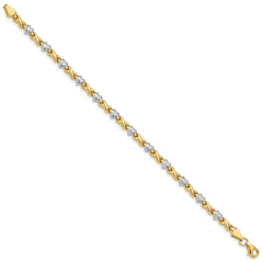 14k with White Rhodium Polished Diamond-cut X-and-Heart 7 inch Bracelet 14k with White Rhodium Polished Diamond-cut X-and-Heart 7 inch Bracelet