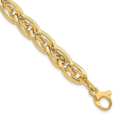 14K Polished and Grooved 8mm Fancy Link 8 inch Bracelet Plus 0.5 inch Extender 14K Polished and Grooved 8mm Fancy Link 8 inch Bracelet Plus 0.5 inch Extender
