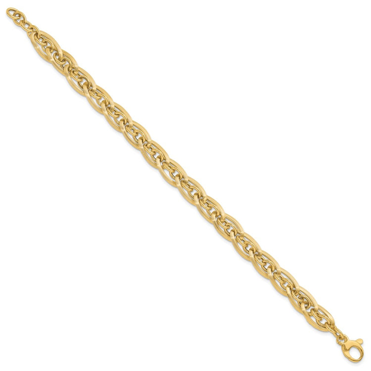 14K Polished and Grooved 8mm Fancy Link 8 inch Bracelet Plus 0.5 inch Extender 14K Polished and Grooved 8mm Fancy Link 8 inch Bracelet Plus 0.5 inch Extender
