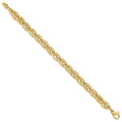 14K Polished and Grooved 8mm Fancy Link 8 inch Bracelet Plus 0.5 inch Extender 14K Polished and Grooved 8mm Fancy Link 8 inch Bracelet Plus 0.5 inch Extender