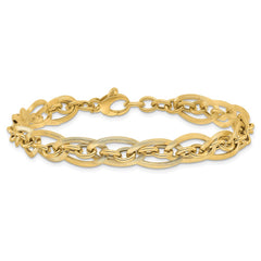 14K Polished and Grooved 8mm Fancy Link 8 inch Bracelet Plus 0.5 inch Extender 14K Polished and Grooved 8mm Fancy Link 8 inch Bracelet Plus 0.5 inch Extender