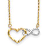14K with White Rhodium Interlocked Heart with Infinity Symbol 17 inch Necklace