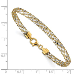 14K with White Rhodium 5mm Woven Mesh 7.5 inch Bracelet 14K with White Rhodium 5mm Woven Mesh 7.5 inch Bracelet