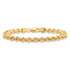 14k Polished Fancy 5mm Rolo Link 7.5 inch Bracelet 14k Polished Fancy 5mm Rolo Link 7.5 inch Bracelet