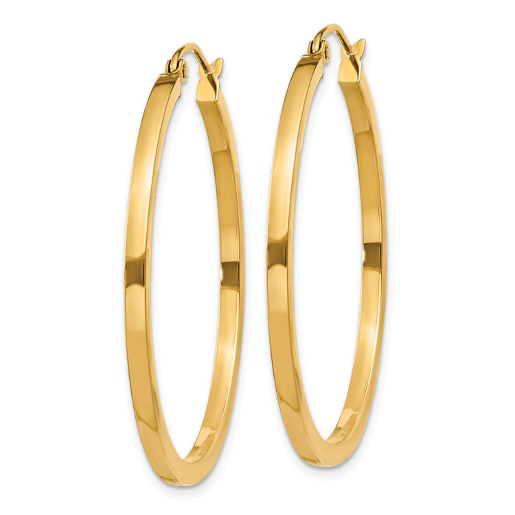 14k 2x35mm Square Tube Hoop Earrings 14k 2x35mm Square Tube Hoop Earrings