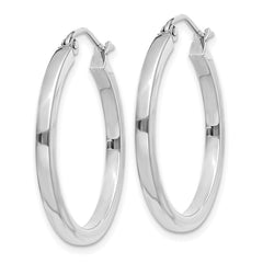 14k White Gold 2x25mm Square Tube Hoop Earrings 14k White Gold 2x25mm Square Tube Hoop Earrings