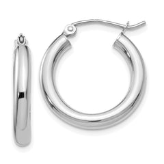 14K White Gold 3x20mm Polished Lightweight Tube Hoop Earrings 14K White Gold 3x20mm Polished Lightweight Tube Hoop Earrings