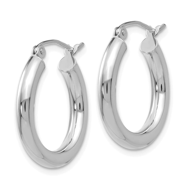 14K White Gold 3x20mm Polished Lightweight Tube Hoop Earrings 14K White Gold 3x20mm Polished Lightweight Tube Hoop Earrings